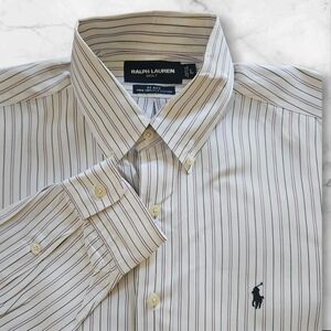 Ralph Lauren Mens Golf Blake Shirt Large Long Sleeve Stripe 100% Cotton